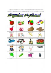 English worksheet: Singular and plural nouns