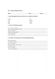 English worksheet: Verb to be