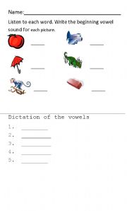 English worksheet: Vowels