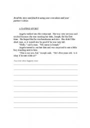 English Worksheet: A Dating Story