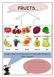 English Worksheet: Fruits - Which fruits would you put in a fruit salad?