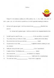 English worksheet: Prefixes