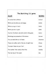 English Worksheet: /s/ articulation matching game