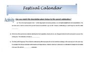 English worksheet: Festival Calendar part IV