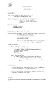 English worksheet: Tag Questions Lesson Plan