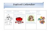 English worksheet: Festival Calendar part I