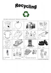 English Worksheet: recycling