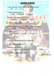 English Worksheet: jumanji 25 to 40 minutes