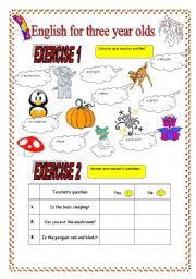 English Worksheet: 4 Activities for kids (3-8) and A CUTE Title page