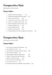 English worksheet: comparative quiz