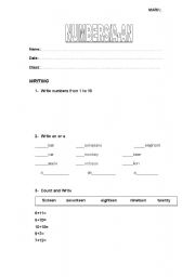 English worksheet: A-An and Numbers