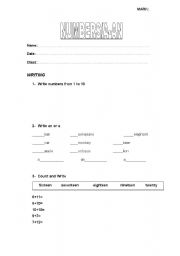 English Worksheet: A-An and Numbers
