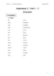 English worksheet: Vocabulary revision