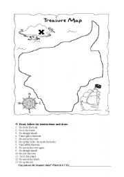 English Worksheet: The Treasure map