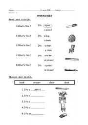 English Worksheet: My classroom