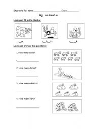 English worksheet: My animal