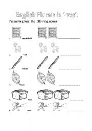 English worksheet: English plurals in   -ves