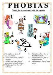 English Worksheet: Phobias