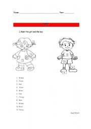 English worksheet: Worksheet - Colours