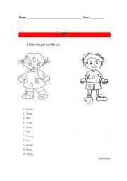 English Worksheet: Worksheet - Colours