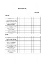 English worksheet: Students Self-evaluation chart