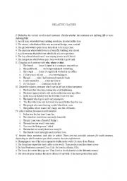 English Worksheet: Relative clauses