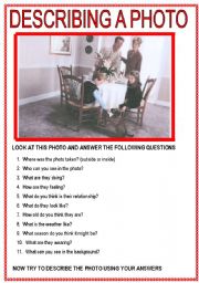 English Worksheet: DESCRIBING A PHOTO 4