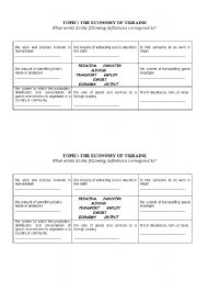 English worksheet: economy