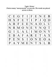 English worksheet: money-puzzle