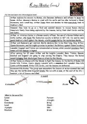 English Worksheet: King Arthur (2004 version) summary (put back into order)