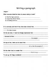 English worksheet: safety at work