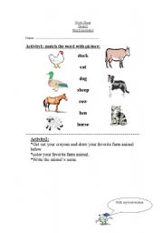 English worksheet: animals