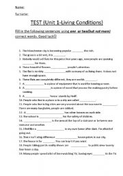 English worksheet: Living conditions