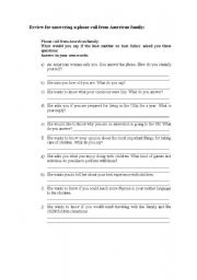 English Worksheet: Simulation of phone call from American family to Au pair - WITH EXERCISE 