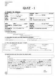 English Worksheet: elementary quiz