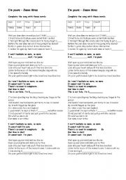 English worksheet: Im your - Jason Mraz - vocabulary song activity