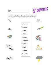 English worksheet: S Blends