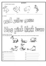 English Worksheet: Animals and numbers