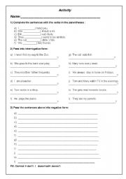 English Worksheet: Simple present tense