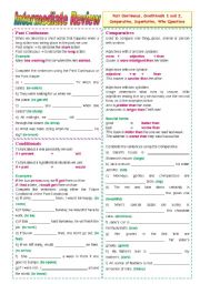 English Worksheet: Intermediate Grammar Review - **editable** (2 pages)