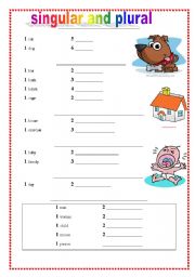 English Worksheet: singular and plural