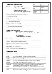 English Worksheet: reported speech