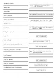 English worksheet: questions and conversation