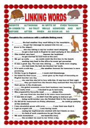 English Worksheet: Linking words