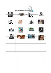 English Worksheet: Heroes- Find Someone Who....