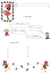 English worksheet: introducing yourself and numbers
