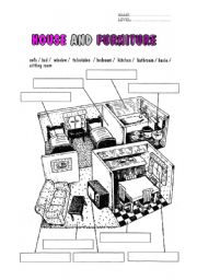 English Worksheet: House and Furniture