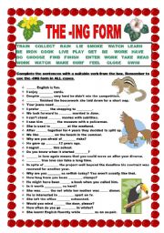 English Worksheet: The -ing form