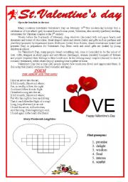 English Worksheet: St.Valentine Day