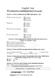 English worksheet: englsih test for young esl learners 